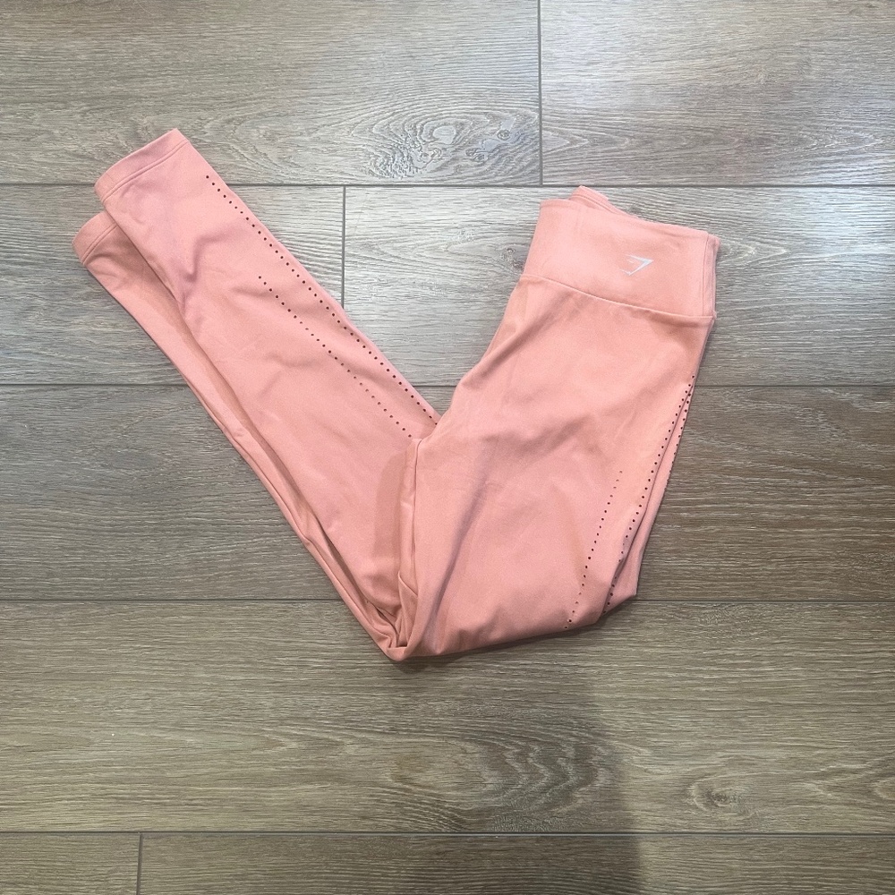 Gymshark Laser Cut Leggings, Peach, High-rise, Size Medium, Womens - Picture 1 of 13